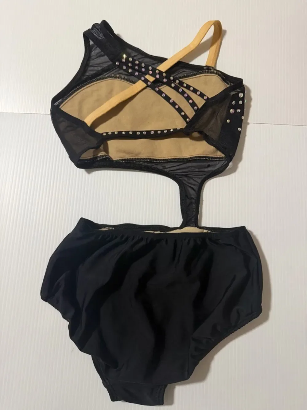 Ilo Gear Glamorous black custom dance costume leotard illusion XSA adult